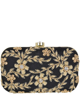 Parizaat by Shadab Khan - Black Zari Handmade Embroidered Clutch