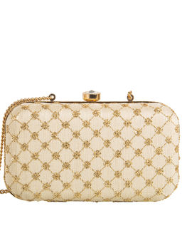 Parizaat by Shadab Khan - Beige Sequence Sparkling Bridal Clutch