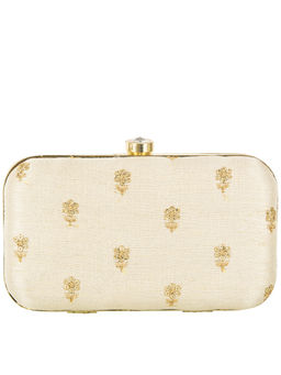 Parizaat by Shadab Khan - Beige Shining Embroidered Clutch