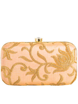 Parizaat by Shadab Khan - Peach Lotus Embroidered Clutch