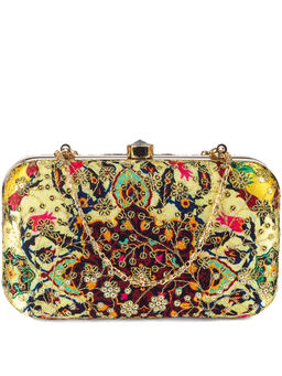 Parizaat by Shadab Khan - Multi-Colour Tales Of Mughal Embroidered Clutch