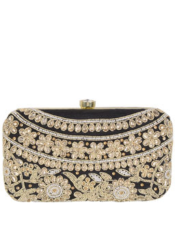 Parizaat by Shadab Khan - Black Embroidered Clutch