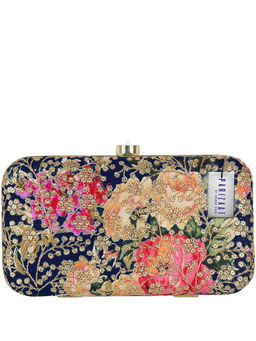 Parizaat by Shadab Khan - Navy Blue Floral Colourful Embroidered Clutch