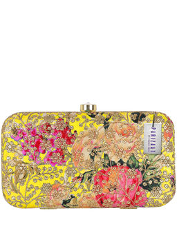 Parizaat by Shadab Khan - Yellow Floral Colourful Embroidered Clutch