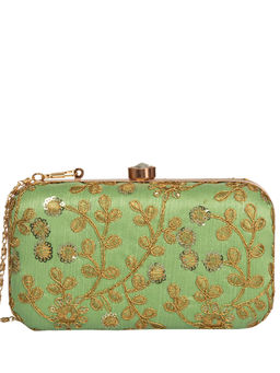 Parizaat by Shadab Khan - Green Embroidered Handmade Clutch