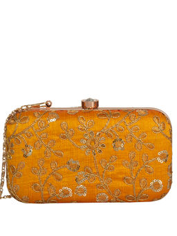 Parizaat by Shadab Khan - Mustard Embroidered Handmade Clutch