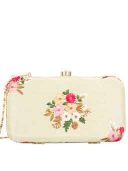 Parizaat by Shadab Khan - Beige Floral Printed Clutch