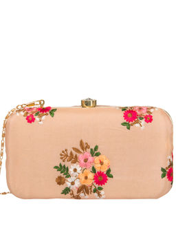 Parizaat by Shadab Khan - Peach Floral Printed Clutch