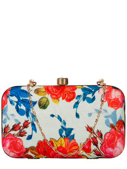 Parizaat by Shadab Khan - White Handmade Printed Clutch