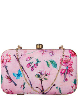 Parizaat by Shadab Khan - Pink Zari Handmade Printed Clutch