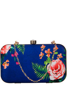 Parizaat by Shadab Khan - Blue Floral Printed Clutch