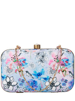 Parizaat by Shadab Khan - Blue Artistic Handmade Printed Clutch