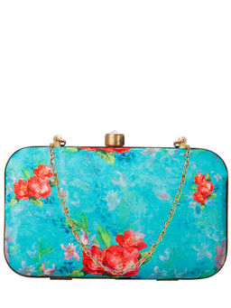 Parizaat by Shadab Khan - Turquoise Printed Handmade Clutch