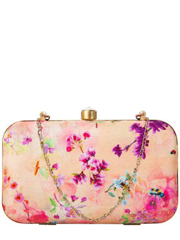 Parizaat by Shadab Khan - Peach Printed Handmade Clutch
