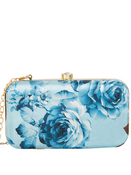 Parizaat by Shadab Khan - Turquoise Floral Printed Handmade Clutch