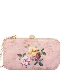 Parizaat by Shadab Khan - Pink Floral Printed Handmade Clutch