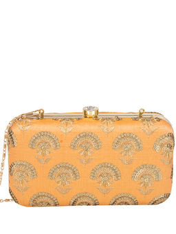 Parizaat by Shadab Khan - Peach Sequins Zardozi Handmade Clutch