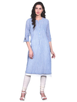 Biba - Blue Straight Striped Kurta