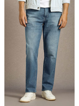 Louis Philippe - Blue Solid Regular Fit Jeans
