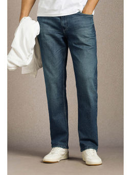Louis Philippe - Blue Solid Regular Fit Jeans