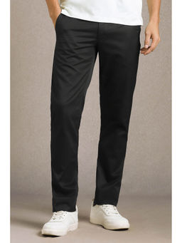 Louis Philippe - Black Solid Regular Fit Trousers