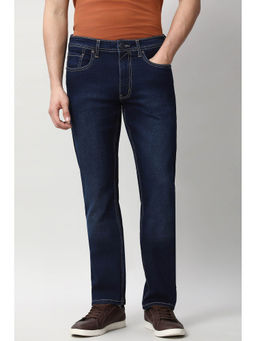 Peter England - Navy Blue Solid Slim Fit Jeans