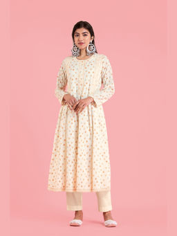 Saundh - Frozen Off White A-line Kurta Set (Set of 2)