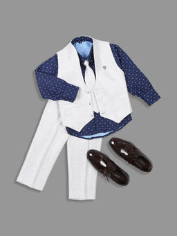 Kids Island - Grey Cotton Shirts Waistcoat with Pant & Bow Tie (Set of 4)