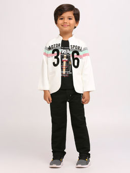Kids Island - White Blazer & T-Shirt with Pant (Set of 3)