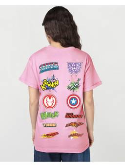 Bewakoof - Marvel Pink Avengers Graphic Printed Boyfriend T-shirt