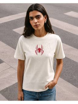 Bewakoof - Marvel Off White Heart Spider Graphic Printed T-shirt