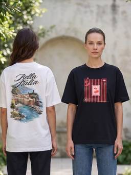 Nobero - Multi-Color Oversized Fit Graphic Printed T-Shirts (Pack of 2)