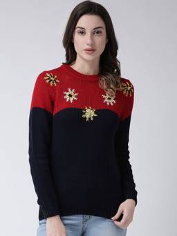 Club York - Multi-Color Embroidered Pullover Sweater