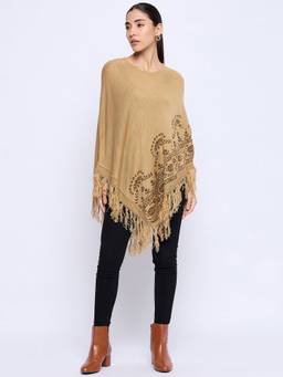 Club York - Beige Printed Poncho