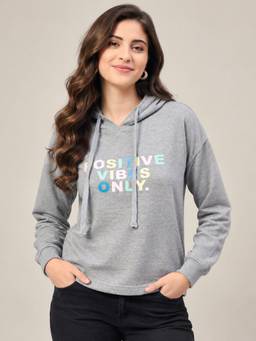 Club York - Grey Typography Printed Hoodie