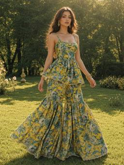 INDO STREET - Yellow Viscose Rayon Printed Co-ord Set