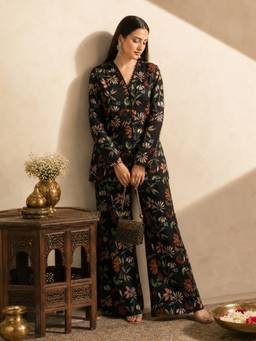 INDO STREET - Black Viscose Rayon Printed Co-ord Set