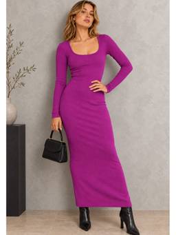 Lounge Dreams - Purple Bodycone Rib Maxi Dress