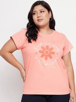 Club York - Peach Plus Size Printed T-shirt