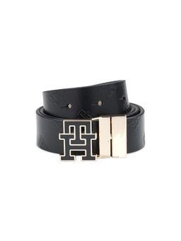 Tommy Hilfiger - Women’s Reversible Leather Belt Emblette - Black+Beige