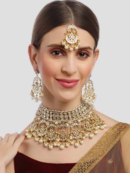 Karatcart - Gold Plated Pearl Beaded Bridal Choker Necklace (Set of 3)