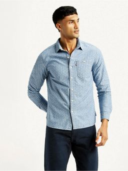 Levi's - Mens Printed Slim Fit Blue Shirt