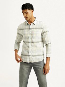 Levi's - Mens Plaid Slim Fit White Shirt
