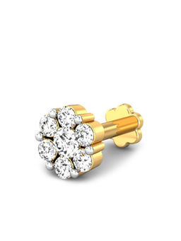 Candere by Kalyan Jewellers - Candere by Kalyan Jeweller 18kt Yellow Gold 0.18 cts Diamond Nose Pin for Women
