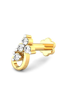 Candere by Kalyan Jewellers - Candere by Kalyan Jeweller 18kt Yellow Gold 0.04 cts Diamond Nose Pin for Women