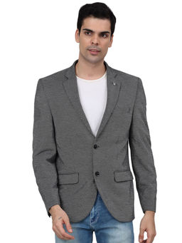Cantabil - Men Charcoal Self Design Casual Blazer