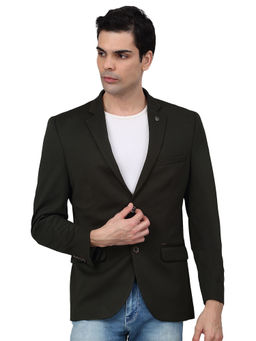 Cantabil - Men Green Self Design Casual Blazer