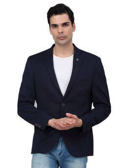 Cantabil - Men Navy Blue Self Design Casual Blazer