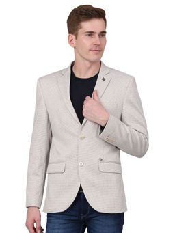 Cantabil - Men Beige Self Design Casual Blazer