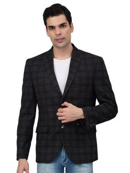 Cantabil - Men Charcoal Checks Casual Blazer
